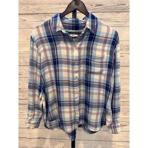 Treasure & Bond Blue Plaid Button Down Shirt